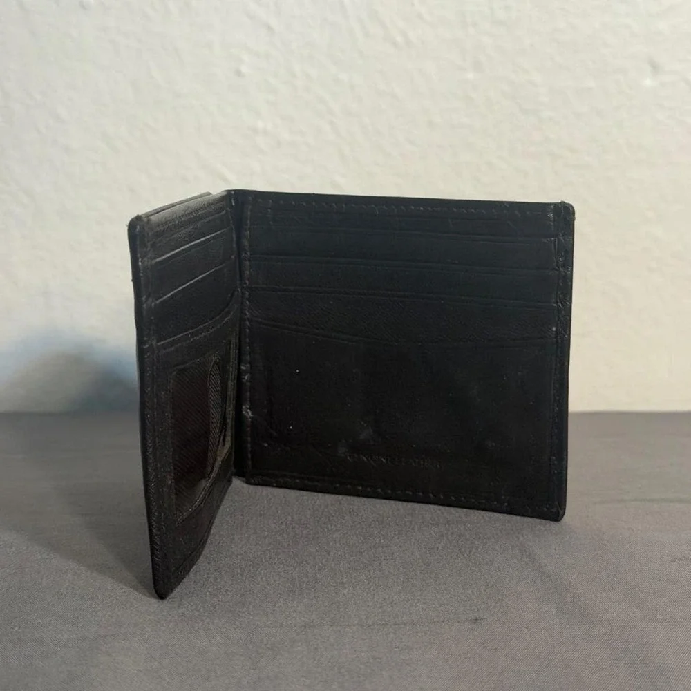 Black Genuine leather wallet with embossed skin texture